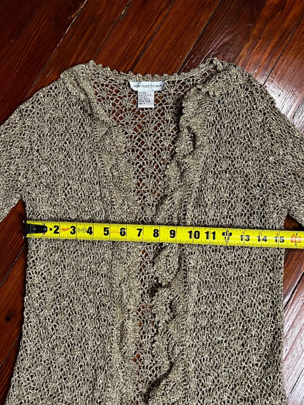 Gold Silk/Cotton Crochet Cardigan - Picture 7 of 11